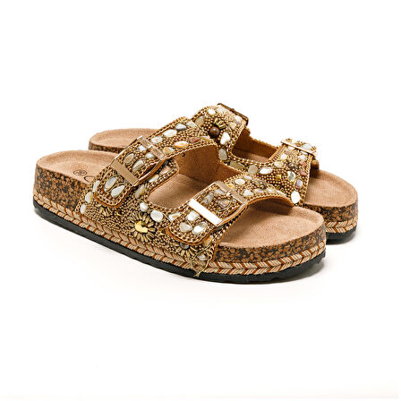 Kadın Terlik 25Y183-1 ALT Guja Altın