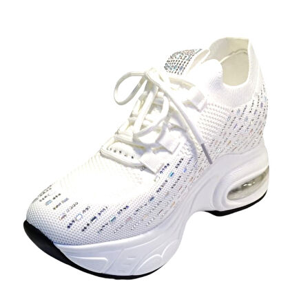 Guja 25y300-20 Kadın Taşlı Gizli Ökçeli Sneaker Ayakkabı Beyaz