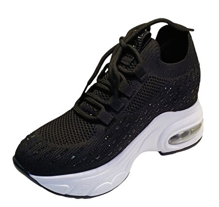 Guja 25y300-20 Kadın Taşlı Gizli Ökçeli Sneaker Ayakkabı Siyah