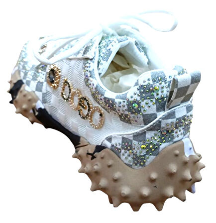 Guja 25y338-9 Kadın Taşlı Sneaker Ayakkabı Beyaz