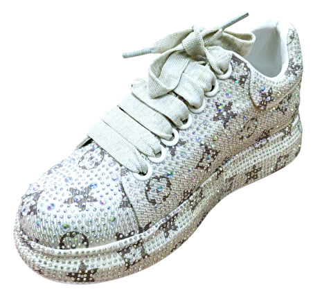 Guja 25y451-4 Kadın Taşlı Sneaker Ayakkabı Bej