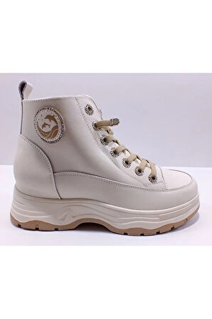 GUJA 25K312-5 KADIN LASTİKLİ FERMUARLI GÜNLÜK BOT BEJ