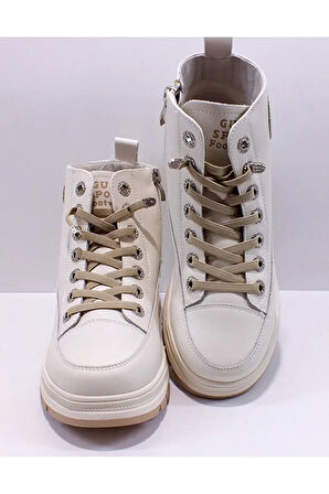 GUJA 25K312-5 KADIN LASTİKLİ FERMUARLI GÜNLÜK BOT BEJ