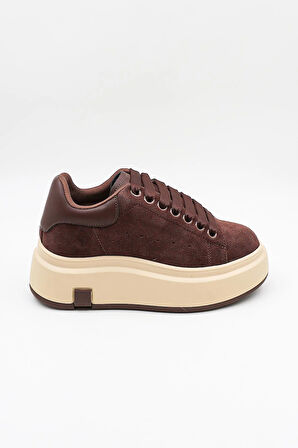 Guja Kadın Kalın Taban Süet Deri Günlük Spor Ayakkabı  GJ361 - Kahve - 36