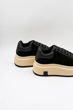 Guja Kadın Kalın Taban Süet Deri Günlük Spor Ayakkabı  GJ361 - Siyah - 36