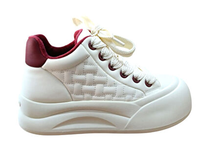 Guja 26k426-1 Kadın Kalın Taban Sneaker Ayakkabı Bej - Bordo