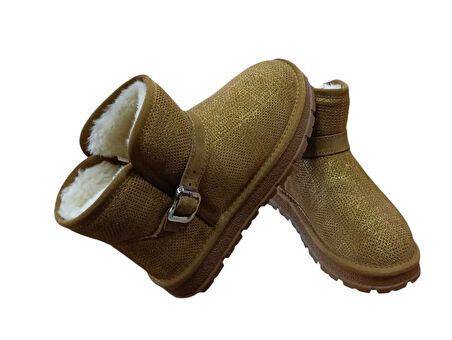 Guja 25k432 Kadın Simli Toka Detaylı Slim - On Peluşlu Bot Camel