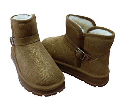 Guja 25k432 Kadın Simli Toka Detaylı Slim - On Peluşlu Bot Camel