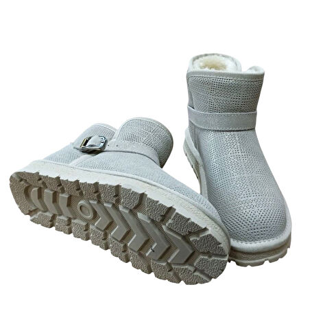 Guja 25k432 Kadın Simli Toka Detaylı Slim - On Peluşlu Bot Bej