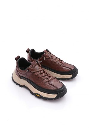 Guja 26k570 Erkek Hakiki Deri Lastik Bağcıklı Sneaker Kahve