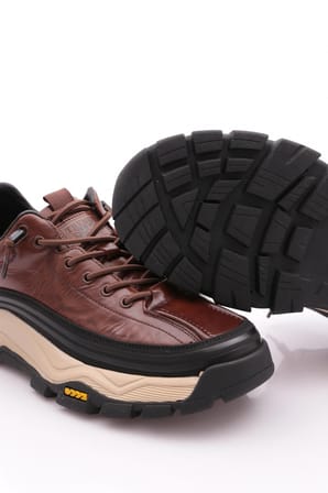 Guja 26k570 Erkek Hakiki Deri Lastik Bağcıklı Sneaker Kahve