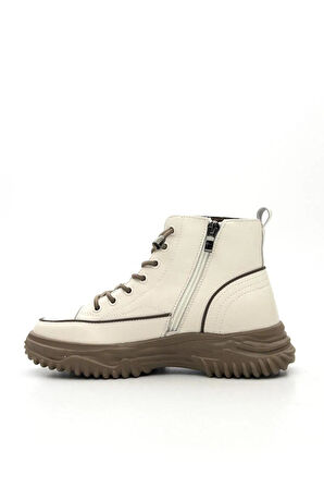 Guja 25k310-13 Kadın Kaymaz Taban Günlük Fermuarlı Bilekli Bot Bej