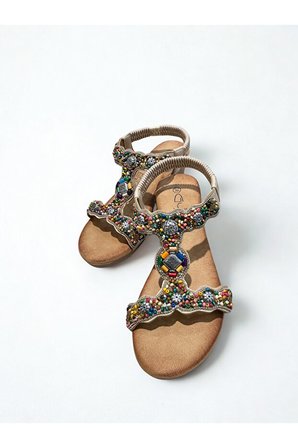 Guja 26y226 Kadın Taşlı Dolgu Taban Comfort Sandalet Bej
