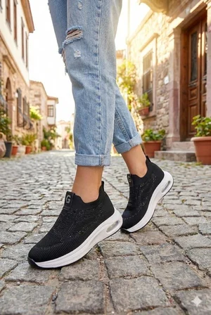 Guja 26Y302-1 Rahat Air Taban Taşlı Tekstil Bağcıksız Spor Sneaker Kadın Ayakkabı