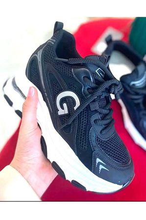 Guja 26y323 Kadın Kalın Taban Simli Sneaker Ayakkabı Siyah