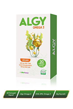 Algy Omega 3 Yüksek DHA | Epa | Alg Kaynaklı Bitkisel Vegan Omega 3