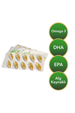 Algy Omega 3 Yüksek DHA | Epa | Alg Kaynaklı Bitkisel Vegan Omega 3