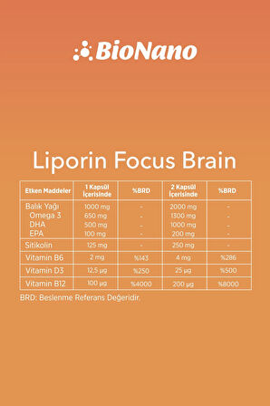 Liporin Focus Brain 30 Kapsül