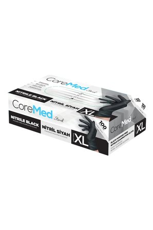 COREMED Nitril Siyah Pudrasız Muayene Eldiveni XL - 1 Paket 100 lü Tek Ebat