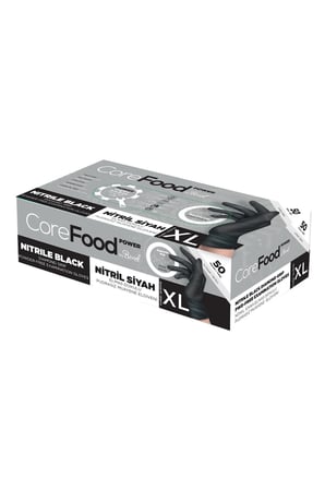 Nitril Siyah Power Muayene Eldiveni XL - 5 Paket 50 li Tek Ebat