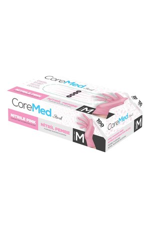 Toz Pembe Nitril Muayene Eldiveni Pudrasız 100’lük Kutu - Medium Pembe | M