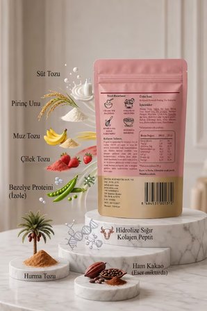 Biorenza - KOLAJENLİ PROTEİNLİ MEYVELİ PUDİNG TOZ KARIŞIMI – HURMA TOZLU, MUZLU & ÇİLEKLİ ŞEKER İLAVESİZ KATKISIZ & KORUYUCUSUZ & PRATİK 100 G