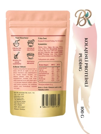 Biorenza - KOLAJENLİ PROTEİNLİ MEYVELİ PUDİNG TOZ KARIŞIMI – HURMA TOZLU, MUZLU & ÇİLEKLİ ŞEKER İLAVESİZ KATKISIZ & KORUYUCUSUZ & PRATİK 100 G