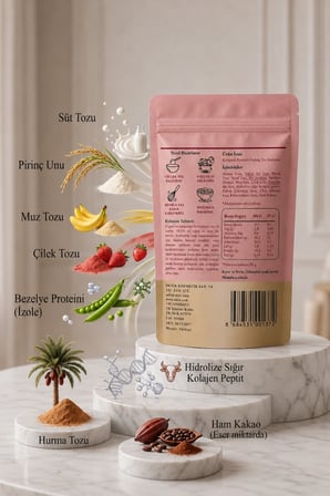 Biorenza - KOLAJENLİ PROTEİNLİ MEYVELİ PUDİNG TOZ KARIŞIMI – HURMA TOZLU, MUZLU & ÇİLEKLİ ŞEKER İLAVESİZ KATKISIZ & KORUYUCUSUZ & PRATİK 100 G
