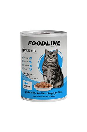 Foodline Somonlu Yetişkin Kedi Konservesi 400 Gr x 24 Adet