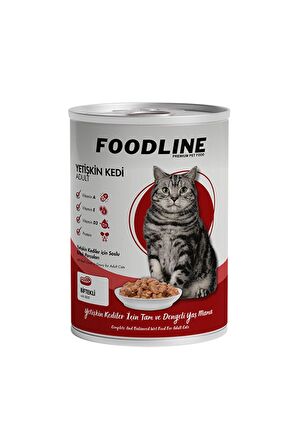 Foodline Biftekli Yetişkin Kedi Konservesi 400 Gr x 12 Adet