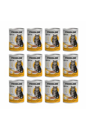 Foodline Tavuklu Yetişkin Kedi Konservesi 400 Gr x 12 Adet