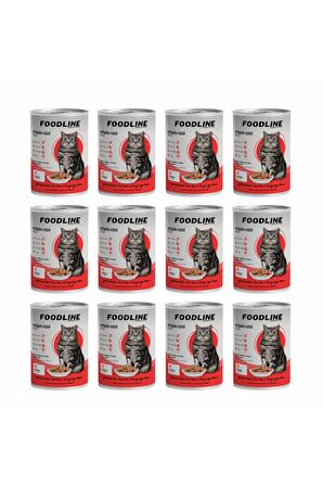 Foodline Kuzu Etli Yetişkin Kedi Konservesi 400 Gr x 12 Adet