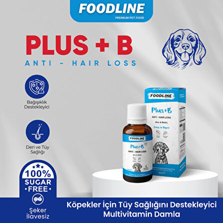 Foodline Köpekler için Plus +B Damla 50 ml | Tüy Sağlığını Destekleyici Biotinli Multivitamin