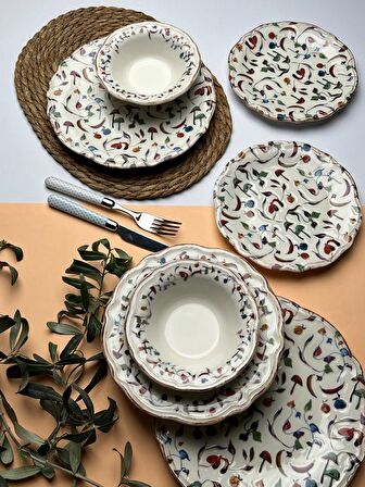 TABAK EVİ Fulya Colorido Porselen Yemek Takımı 6 Kişilik 24 Parça