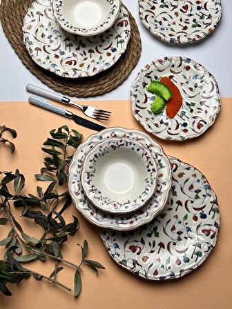 TABAK EVİ Fulya Colorido Porselen Yemek Takımı 6 Kişilik 24 Parça