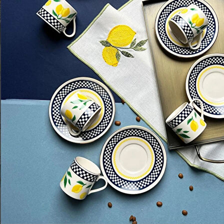 Porser Blue Zest limon Pure 12 Parça Kahve Takımı