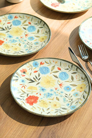 Tabak Evi Porselen Fiori Tuval Pasta Tabağı 20cm 4 Kişilik 4 Parça TVL4PTPRS1212