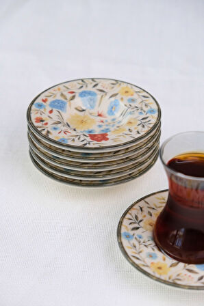 Tabak Evi Porselen Fiori Çay Tabağı Seti 12cm 6 Parça BNS6CTPRS1217