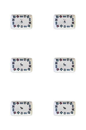 Porser Porselen Hitit Dikdörtgen Kayık Tabak Takımı 21x13cm 6 Parça PAZ6DKYPRS1226