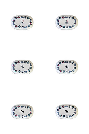 Porser Porselen Hitit Oval Kayık Tabak Takımı 20x13cm 6 Parça TVL6OKYPRS1229