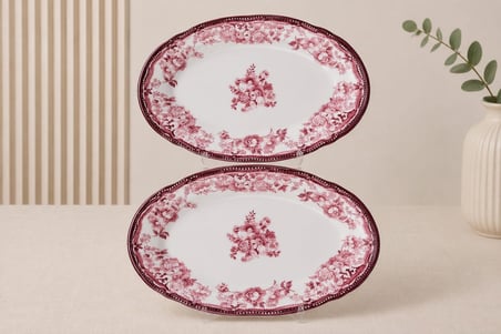 Porser Porselen Velour Maroon Fulya Kayık Tabak Seti 26cm 2 Parça