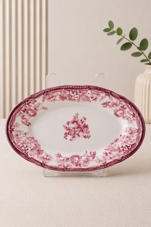 Porser Porselen Velour Maroon Fulya Kayık Tabak Seti 26cm 2 Parça