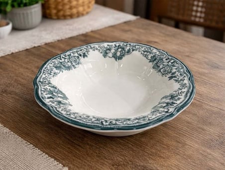 Porser Porselen Velour Green Fulya Bowl Kase 26cm Tekli