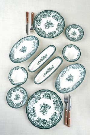 Porser Porselen Velour Green Fulya Kahvaltı Seti 6 Kişilik 20 Parça