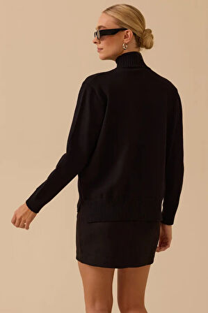 Kadın Uzun Kollu Örme Triko Kazak - Siyah | M