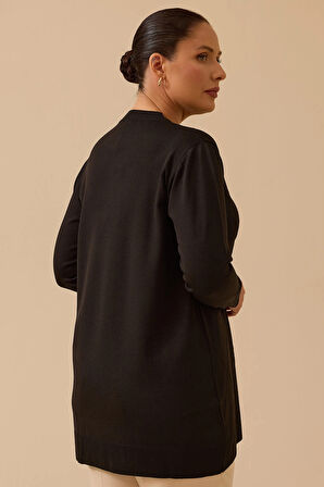 Galaxi Kadın Büyük Beden Desenli Basic Triko Tunik 4008 Siyah