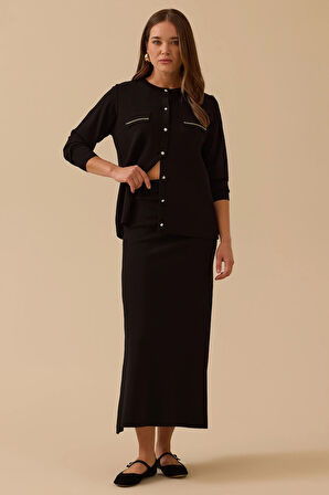 Seçil Kadın Düz Kesim Triko Etek 1013 Siyah