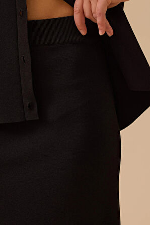 Seçil Kadın Düz Kesim Triko Etek 1013 Siyah