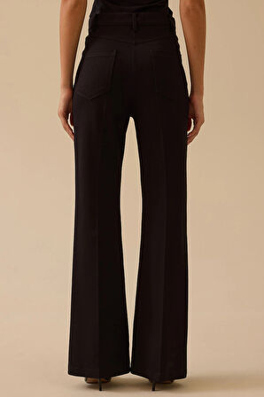 Seçil Kadın İspanyol Paça Pantolon 0002 Siyah