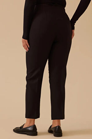 Kadın Betty Beli Pensli Bilek Boy Pantolon - Siyah | 38
